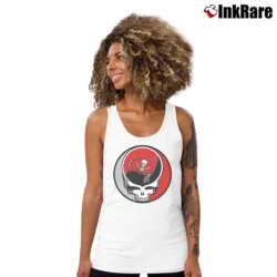 Women’s Tampa Bay Buccaneers Grateful Dead Steal Your Face Football Tank Top in white | Lightweight, Movement-Friendly