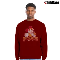 Men’s Tampa Bay Buccaneers Mickey Mouse Football Crewneck Sweatshirt in maroon | Cozy Fabric, Clean Style