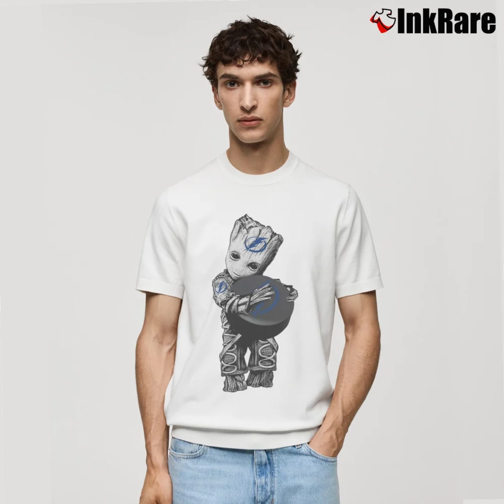 Men’s Tampa Bay Lightning Guardians Of The Galaxy Groot Hockey Classic T-Shirt in white | Soft, Breathable Everyday Wear