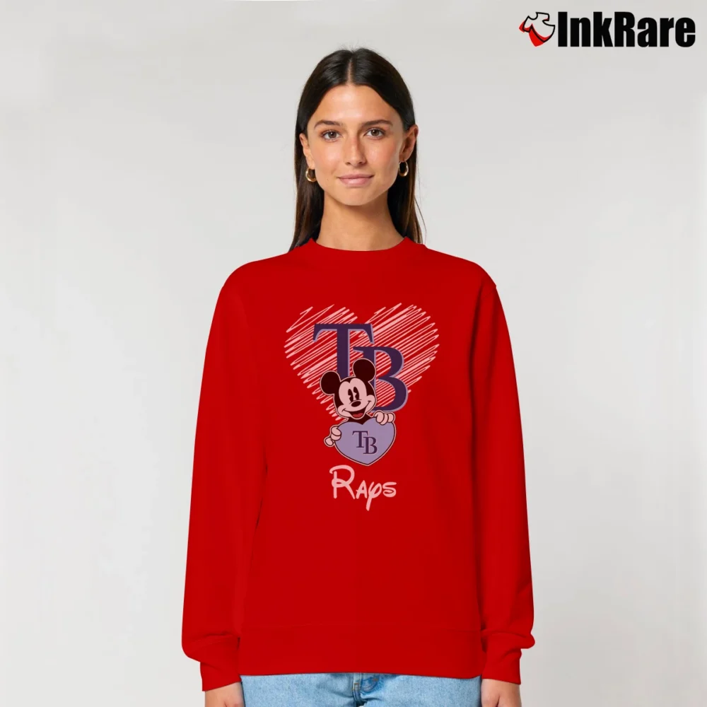 Women’s Tampa Bay Rays Mickey Mouse Fan Relaxed Sweatshirt in red | Soft, Laid-Back Vibe