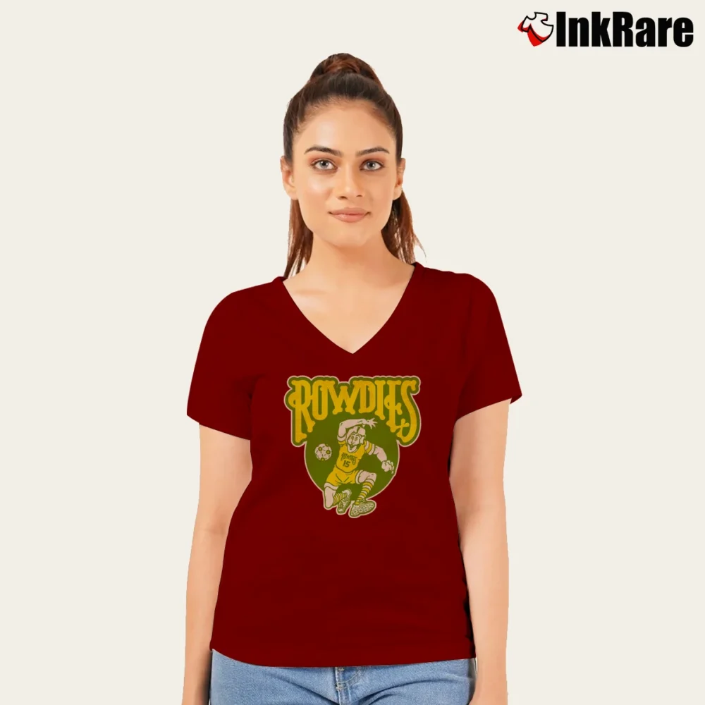 Women’s tampa bay rowdies soccer team for MLS and Soccer Fans V-Neck Tee in maroon | Chic Neckline, Soft Texture