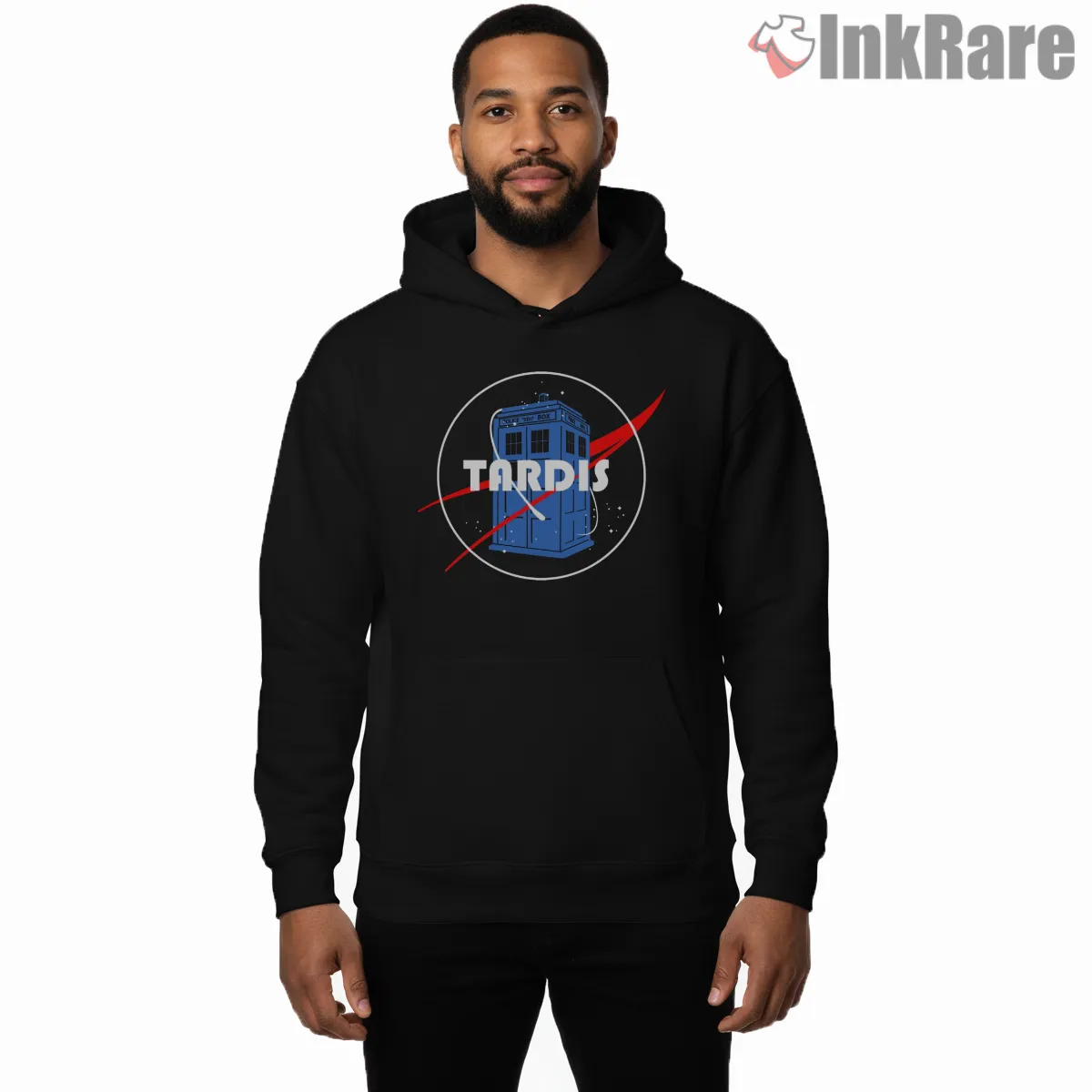 Tardis Galaxy Orbit Minimal Sci Fi Circle Hoodie Black Tardis Galaxy Orbit Minimal Sci Fi Circle Shirt on black hoodie for men graphic tee