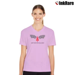 Women’s Targaryen Daenerys Mother Of Dragons Dracarys GOT Classic V-Neck Tee in light pink | Chic Neckline, Soft Texture