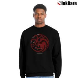 Men’s Targaryen Dragon Graphic Crewneck Sweatshirt in black | Cozy Fabric, Clean Style