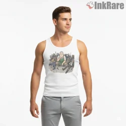 Taro Sakamoto After Battle Scene Dark Anime Shirt on white tank top for men graphic tee