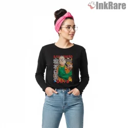 Taro Sakamoto Casual Shopkeeper Action Anime Shirt on black long sleeve shirt for women graphic tee