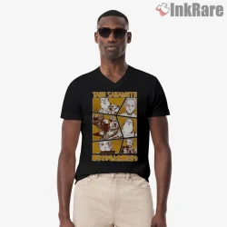 Taro Sakamoto Manga Panel Tribute Shirt on black v-neck shirt for men graphic tee