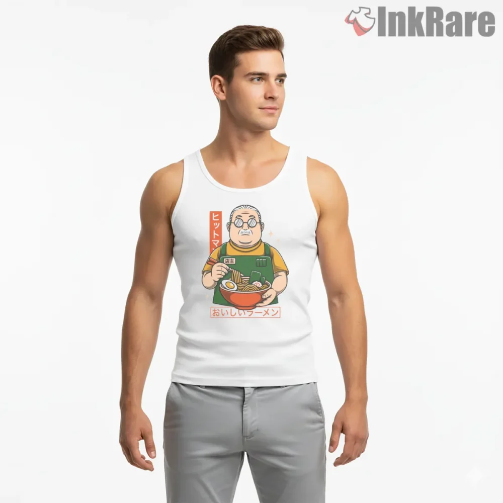 Taro Sakamoto Ramen Lover Cute Food Anime Shirt on white tank top for men graphic tee