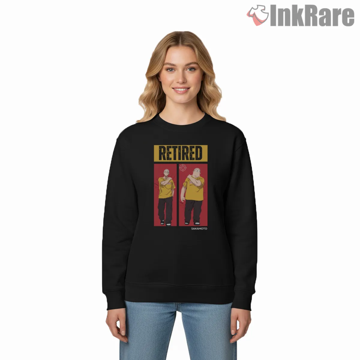 Taro Sakamoto Retired Life Split Panel Anime Shirt on graphic shirt for women graphic tee
