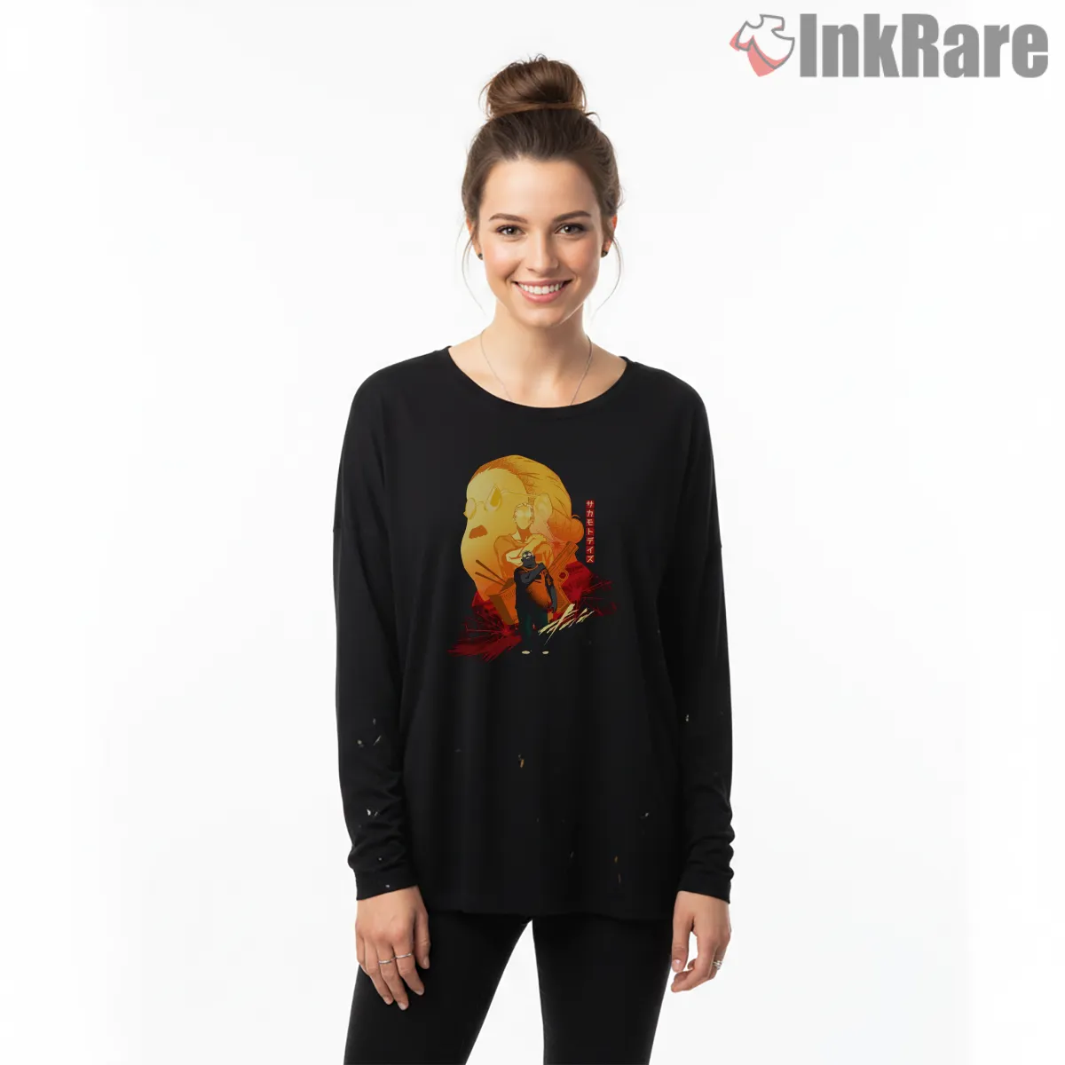 Taro Sakamoto Warm Sunset Silhouette Anime Shirt on black long sleeve shirt for women graphic tee