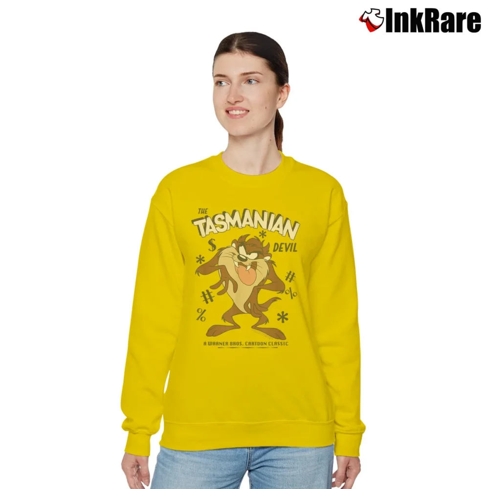 Women’s Tasmanian Devil Looney Tunes Relaxed Sweatshirt in yellow | Soft, Laid-Back Vibe