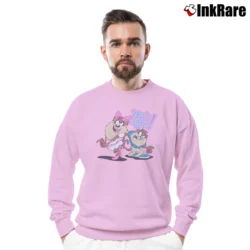 Men’s Tasmanian Devil Yeah Right Purple Looney Tunes Crewneck Sweatshirt in light pink | Cozy Fabric, Clean Style