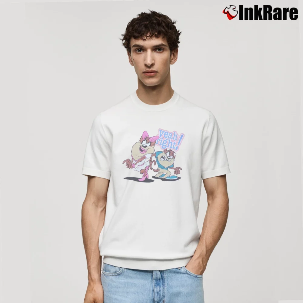 Men’s Tasmanian Devil Yeah Right Purple Looney Tunes Classic T-Shirt in white | Soft, Breathable Everyday Wear