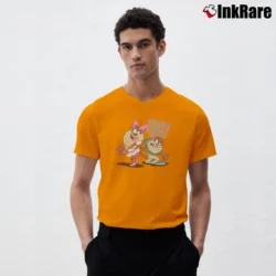 Men’s Tasmanian Devil Yeah Right Purple Looney Tunes V-Neck Tee in orange | Sharp, Breathable, Everyday Staple