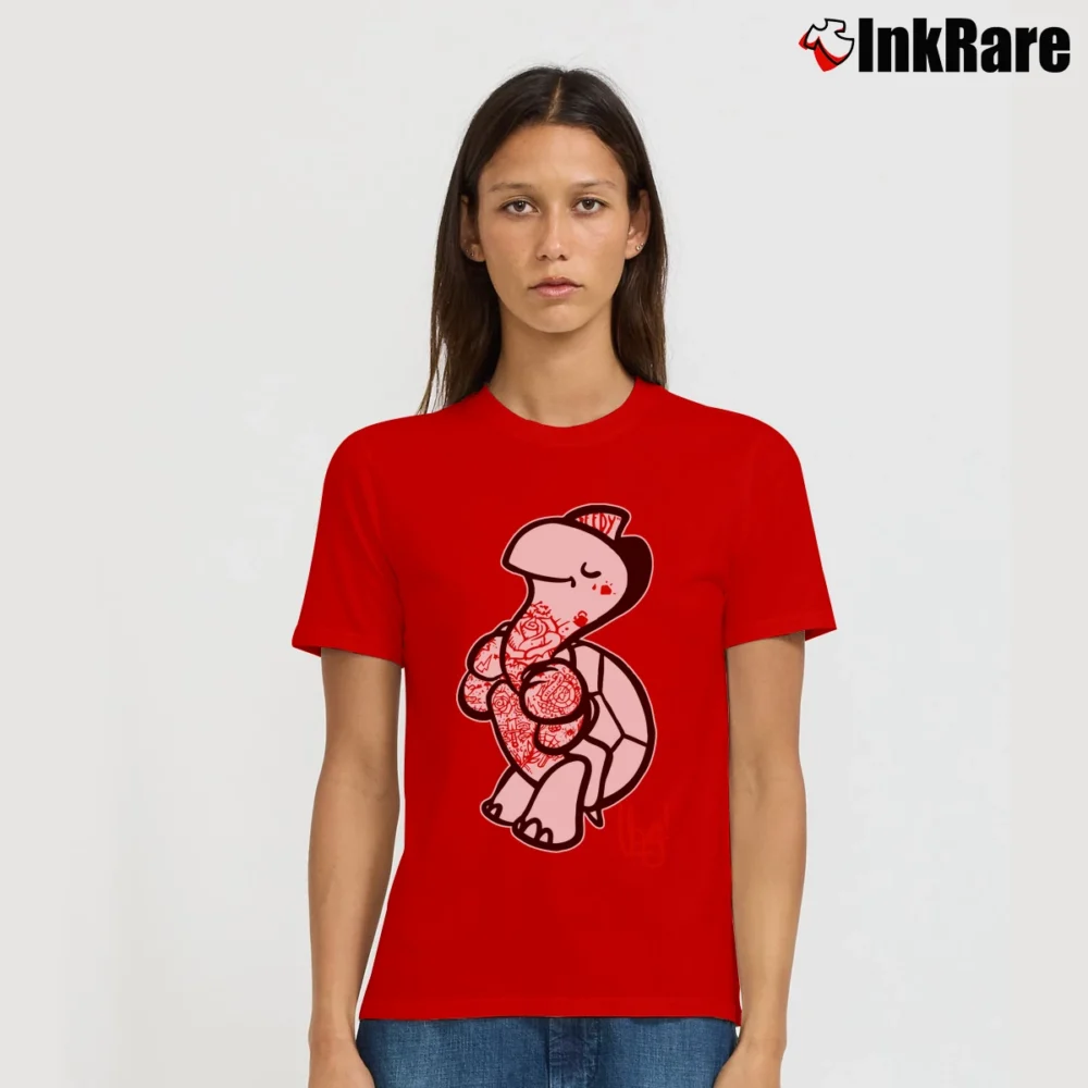 Women’s Tats Turtle Graphic Statement Art Signature T-Shirt in red | Soft, Flattering Fit