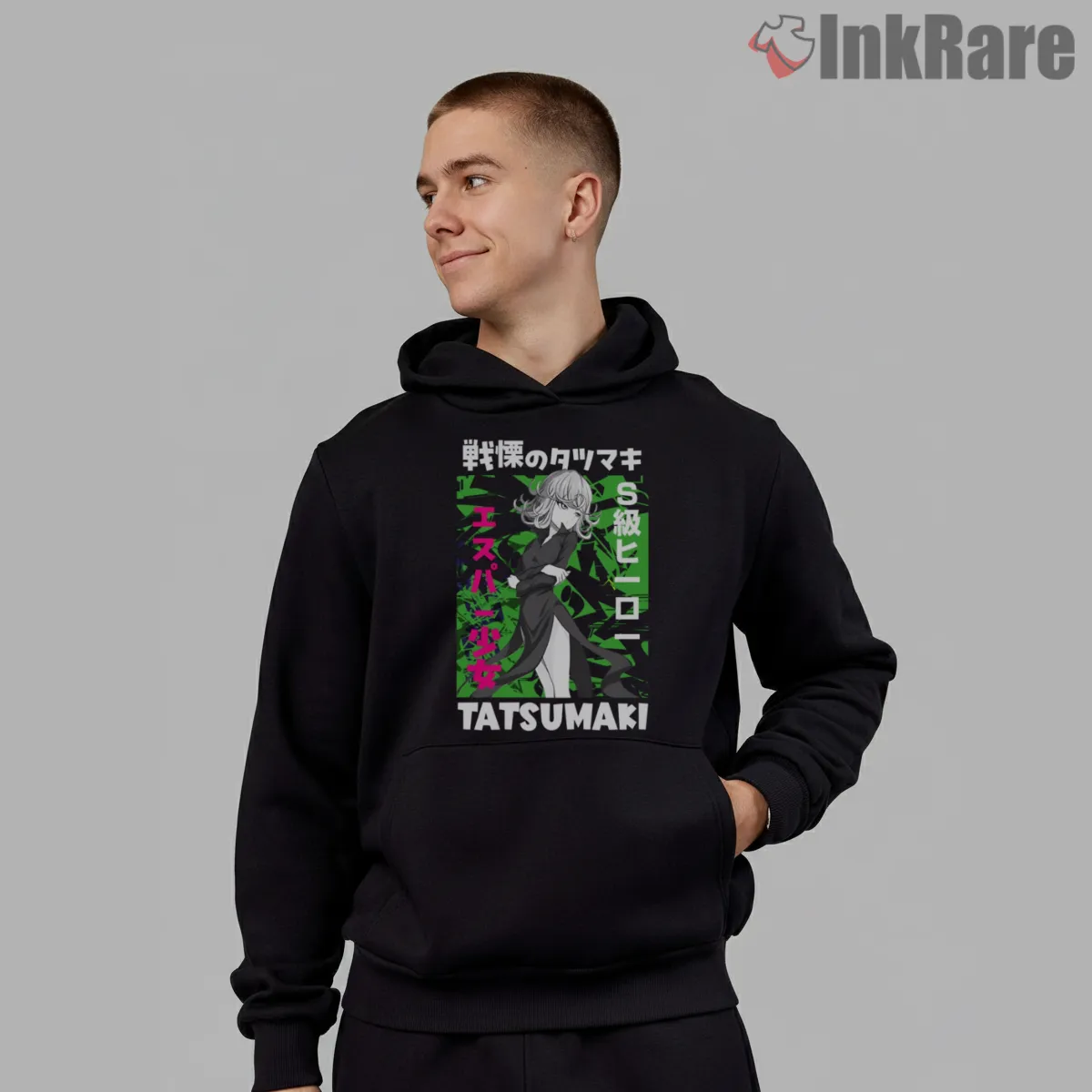 Tatsumaki Tornado Of Terror Anime Shirt on black hoodie for men graphic tee