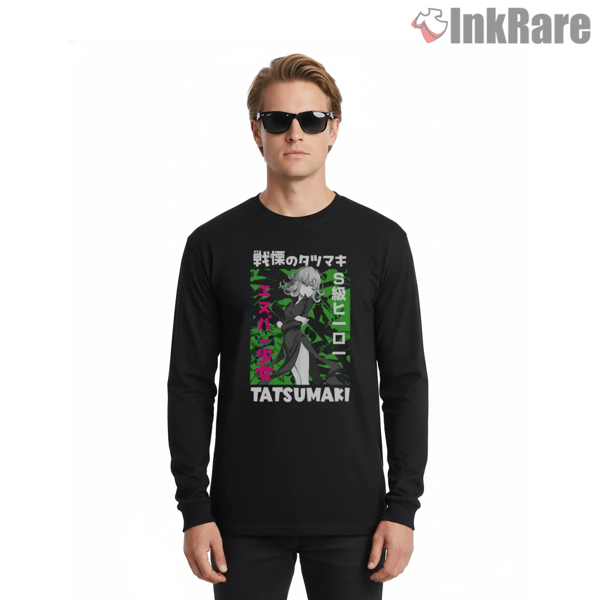 Tatsumaki Tornado Of Terror Anime Long Sleeve Black Tatsumaki Tornado Of Terror Anime Shirt on black long sleeve shirt for men graphic tee
