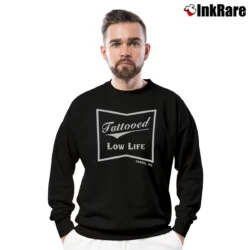 Men’s Tattooed Low Life Graphic Crewneck Sweatshirt in black | Cozy Fabric, Clean Style