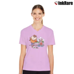 Women’s Taz Golf Looney Tunes Cartoon V-Neck Tee in light pink | Chic Neckline, Soft Texture
