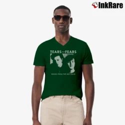 Men’s tears for fears songs from the big chair 80s album V-Neck Tee in forest green | Sharp, Breathable, Everyday Staple