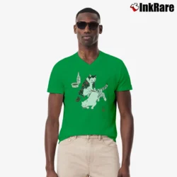 Men’s Tebori Cats Japanese Tattoo Style V-Neck Tee in irish green | Sharp, Breathable, Everyday Staple