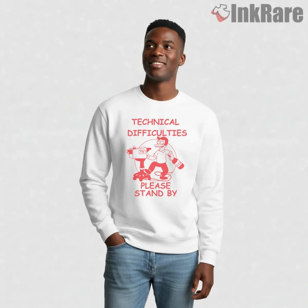 Technical Difficulties Vintage Tv Broadcast Parody Shirt on graphic shirt for men graphic tee