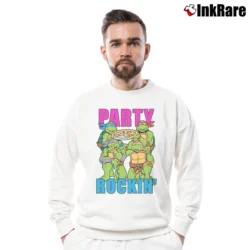 Men’s Teenage Mutant Ninja Turtles Party Crewneck Sweatshirt in white | Cozy Fabric, Clean Style