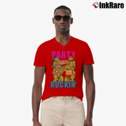 Men’s Teenage Mutant Ninja Turtles Party V-Neck Tee in red | Sharp, Breathable, Everyday Staple