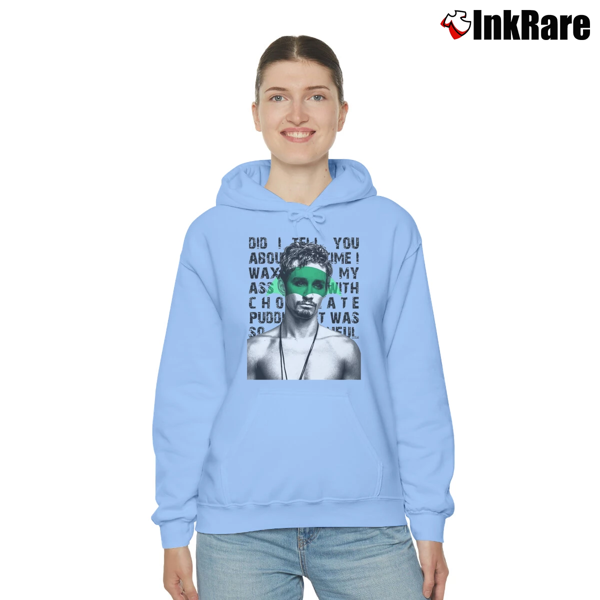 Women’s Teevip Umbrella Academy Klaus And The Chocolate Pudding 2 Cozy Hoodie in light blue | Warm, Structured, Stylish