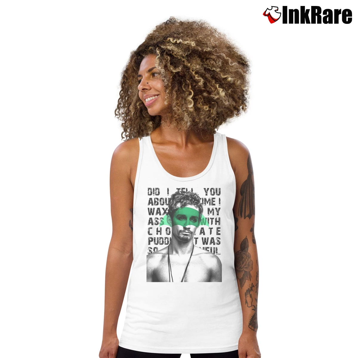 Women’s Teevip Umbrella Academy Klaus And The Chocolate Pudding 2 Tank Top in white | Lightweight, Movement-Friendly