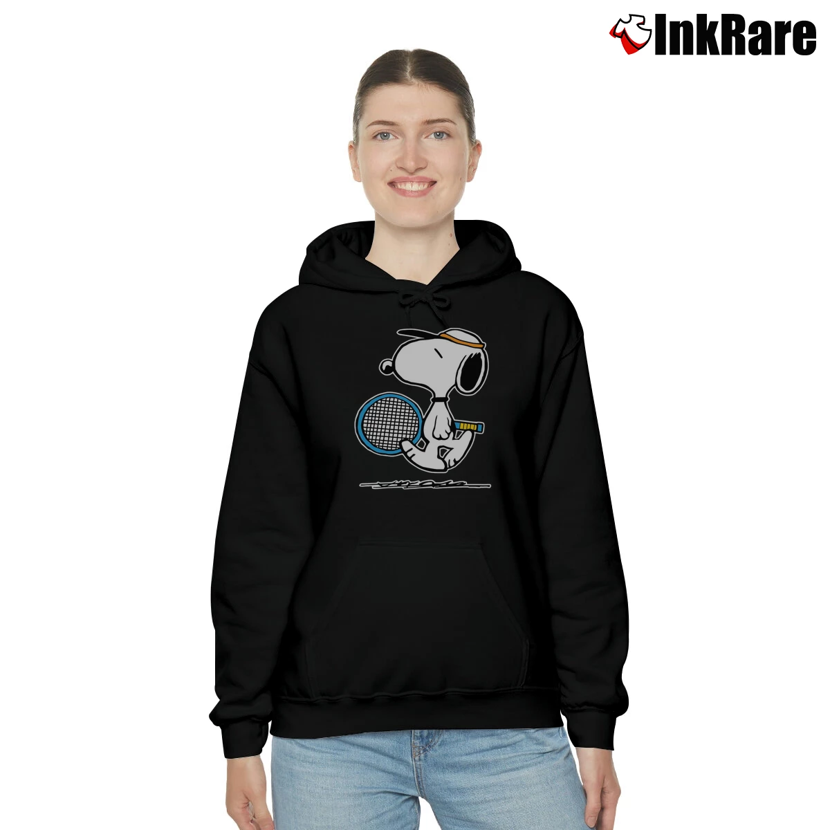 Tennis Snoopy Women’s Cozy Hoodie in black – Urban Chic Women’s Tennis Snoopy Cozy Hoodie in black | Warm, Structured, Stylish