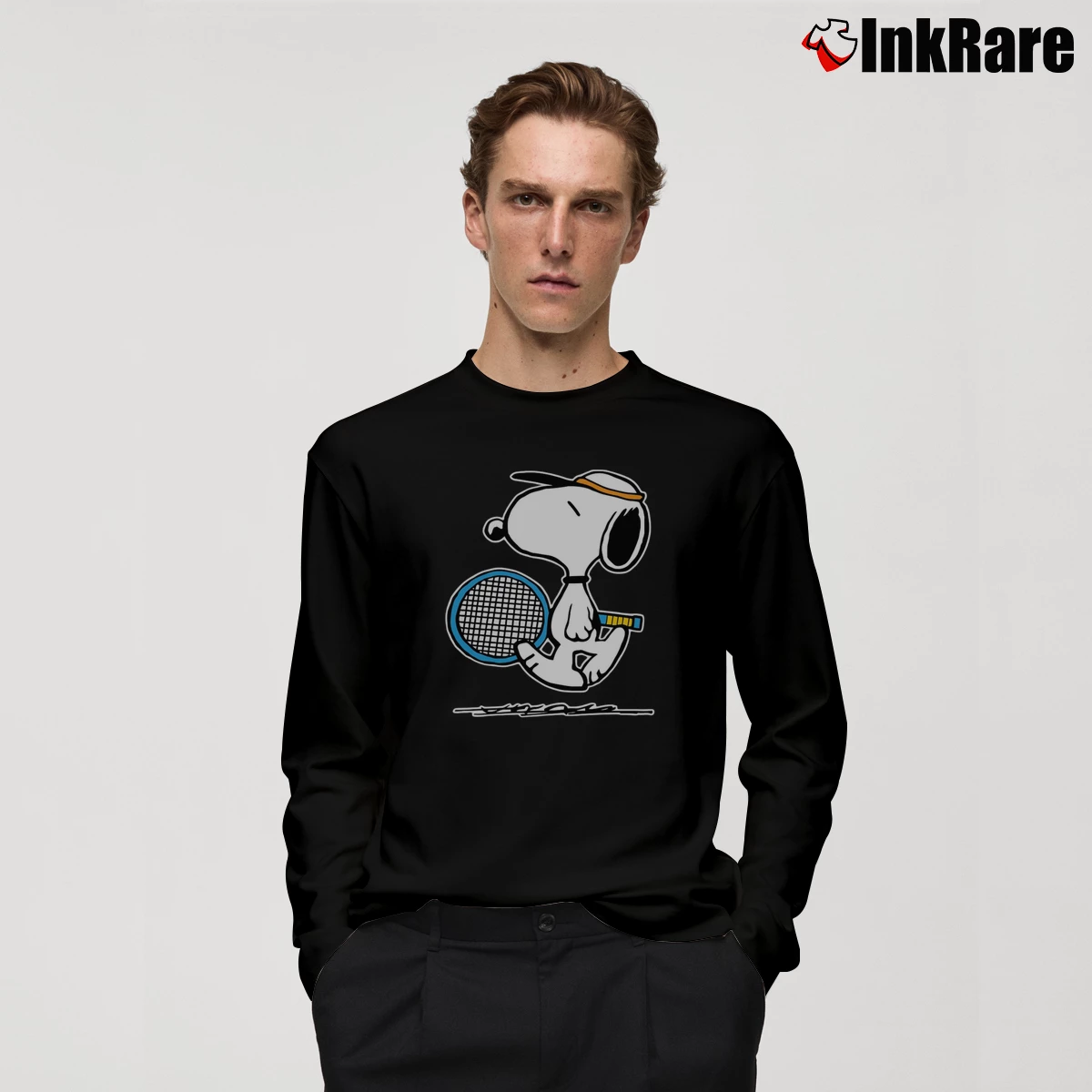 Tennis Snoopy Men’s Long-Sleeve Tee in black – Versatile Layering Men’s Tennis Snoopy Long-Sleeve Shirt in black | Sleek, Lightweight, Year-Round Wear
