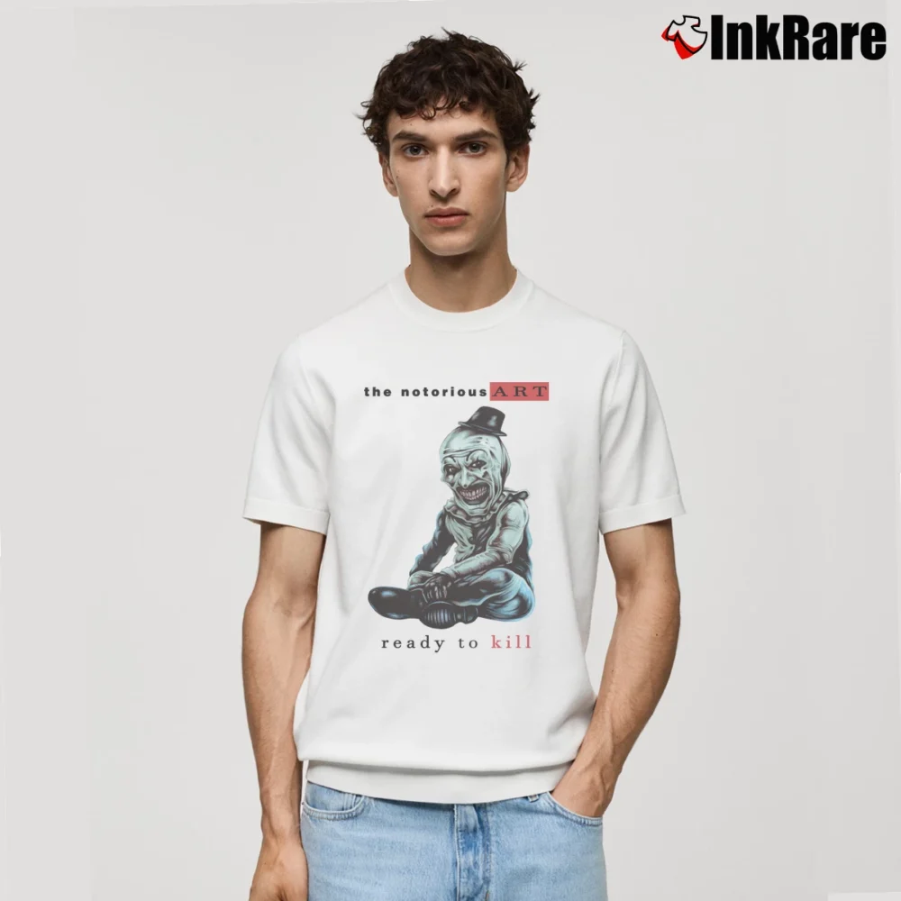 Men’s Terrifier Art The Clown Ready To Kill Classic T-Shirt in white | Soft, Breathable Everyday Wear