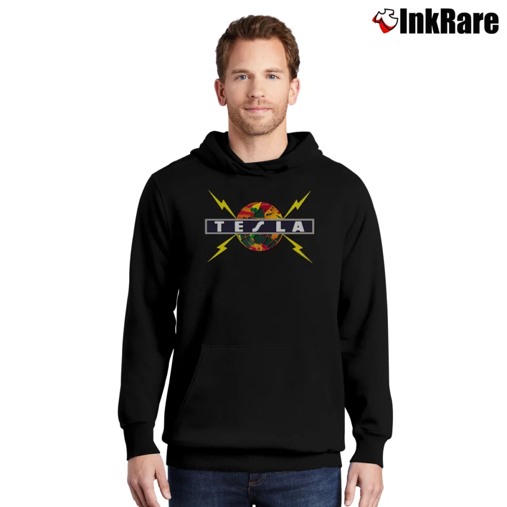 Men’s tesla psychotic supper rock band graphic Pullover Hoodie in black | Cozy, Durable, Modern Fit