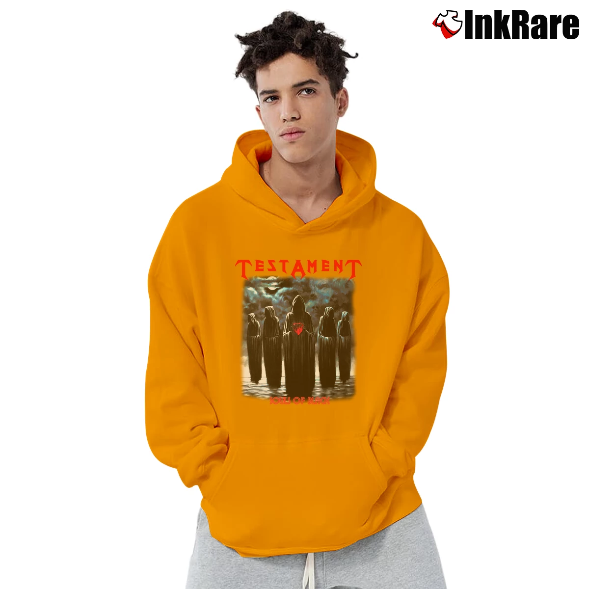 Men’s Testament Souls Of Black Heavy Metal Pullover Hoodie in orange | Cozy, Durable, Modern Fit