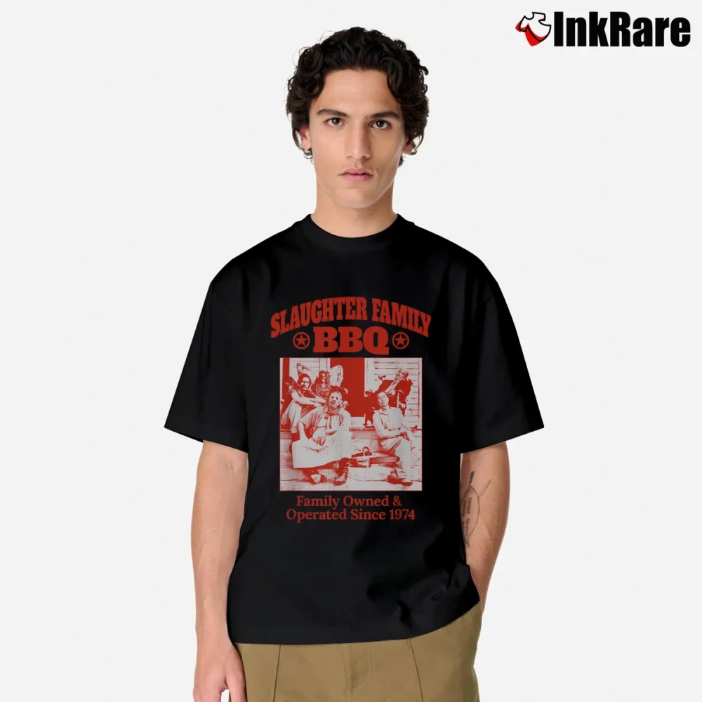 Men’s Texas Chainsaw Massacre Slaughter Family BBQ Classic T-Shirt in black | Soft, Breathable Everyday Wear