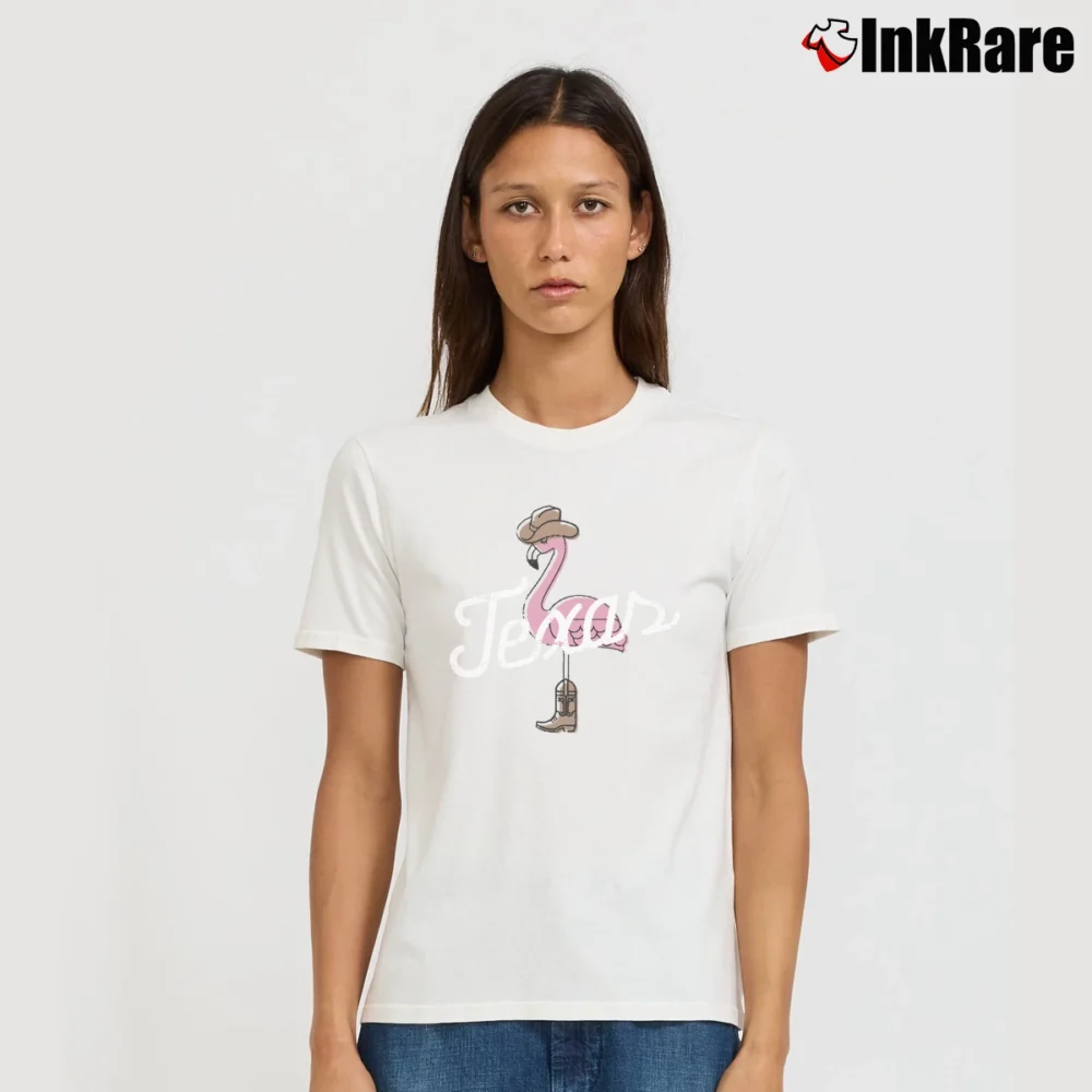 Women’s Texas Cowboy Flamingo Signature T-Shirt in white | Soft, Flattering Fit