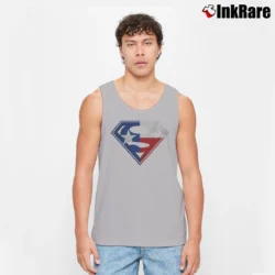 Men’s Texas Flag Superman Logo Lone Star Fan Tank Top in sport grey | Breathable, Active-Friendly Design