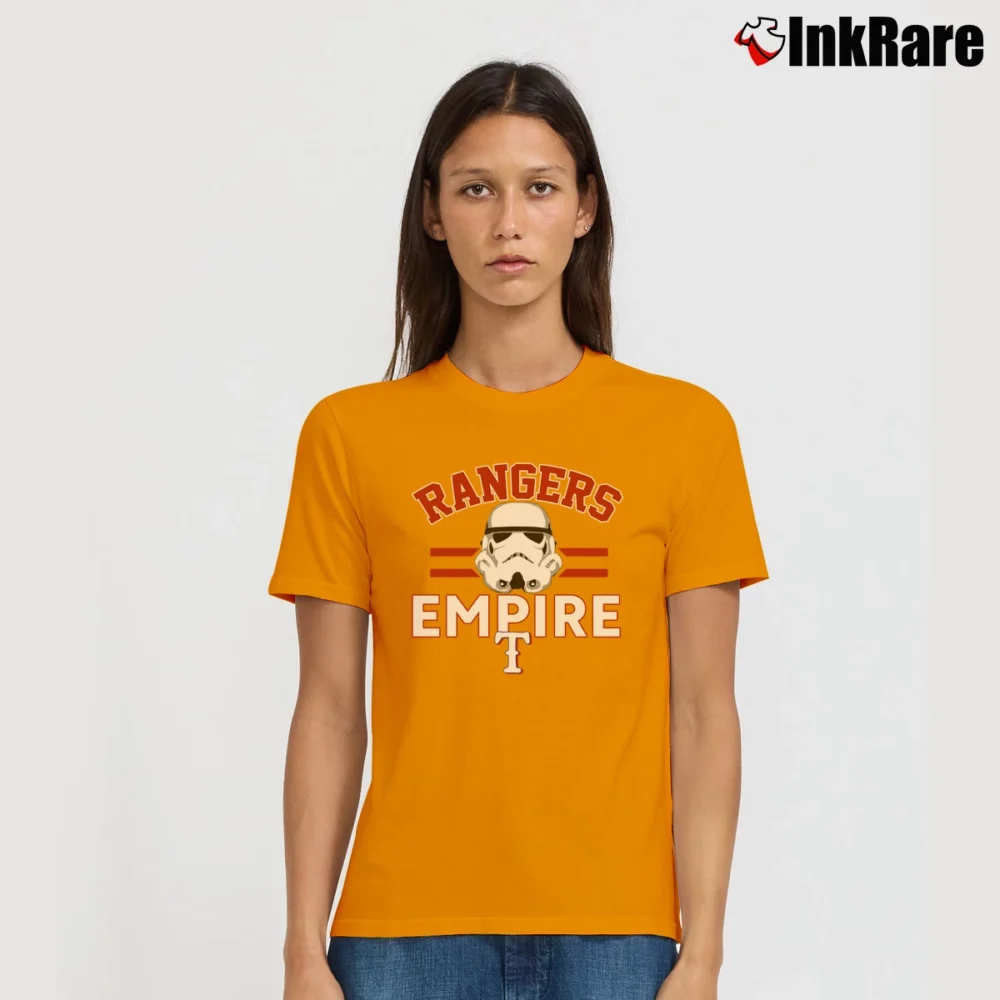 Women’s Texas Rangers MLB Star Wars Empire Crossover Signature T-Shirt in orange | Soft, Flattering Fit