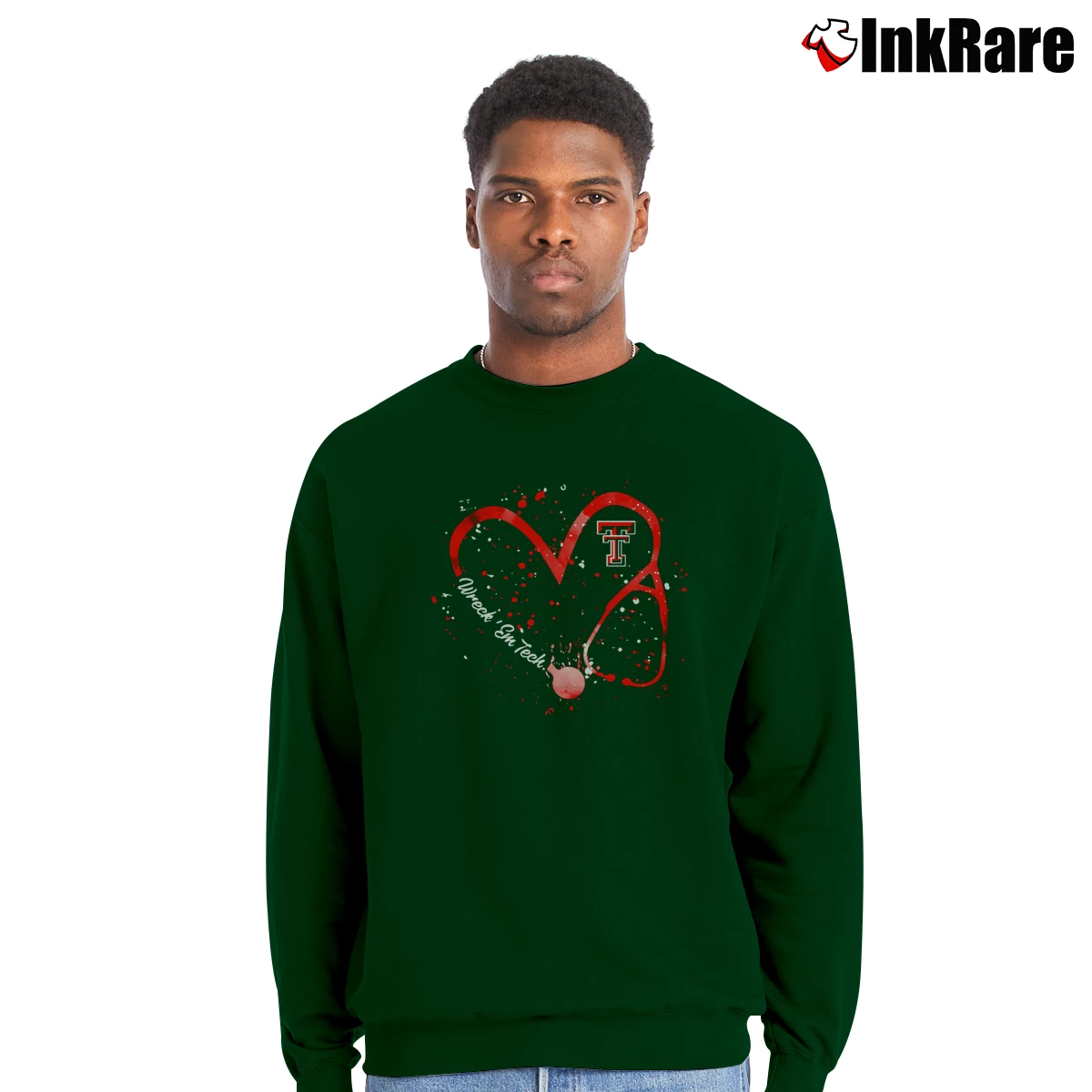 Men’s Texas Tech Red Raiders Nurse Crewneck Sweatshirt in forest green | Cozy Fabric, Clean Style