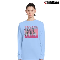 Women’s Teyana Taylor Style Graphic Long-Sleeve Top in light blue | Sleek, Versatile, All-Season