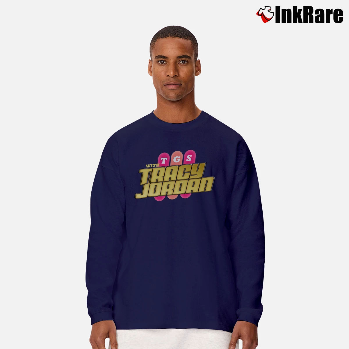 Men’s Tgs With Tracy Jordan 30 Rock Inspired Long-Sleeve Shirt in navy | Sleek, Lightweight, Year-Round Wear