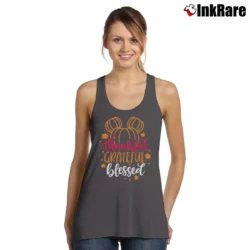 Women’s Thankful Grateful Blessed Disney Thanksgiving Mickey Tank Top in charcoal | Lightweight, Movement-Friendly