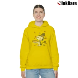 Women’s Thanksgiving Snoopy And Woodstock Pilgrim Cozy Hoodie in yellow | Warm, Structured, Stylish