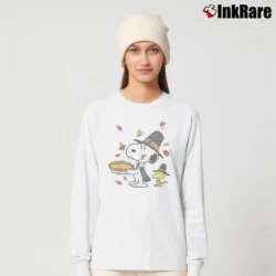 Women’s Thanksgiving Snoopy And Woodstock Pilgrim Long-Sleeve Top in white | Sleek, Versatile, All-Season