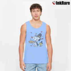 Men’s Thanksgiving Snoopy And Woodstock Pilgrim Tank Top in light blue | Breathable, Active-Friendly Design