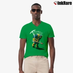 Men’s Thanos Vs The Universe V-Neck Tee in irish green | Sharp, Breathable, Everyday Staple