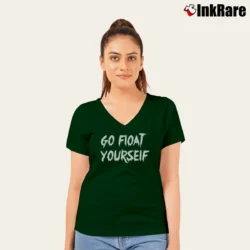Women’s The 100 Go Float Yourself V-Neck Tee in forest green | Chic Neckline, Soft Texture