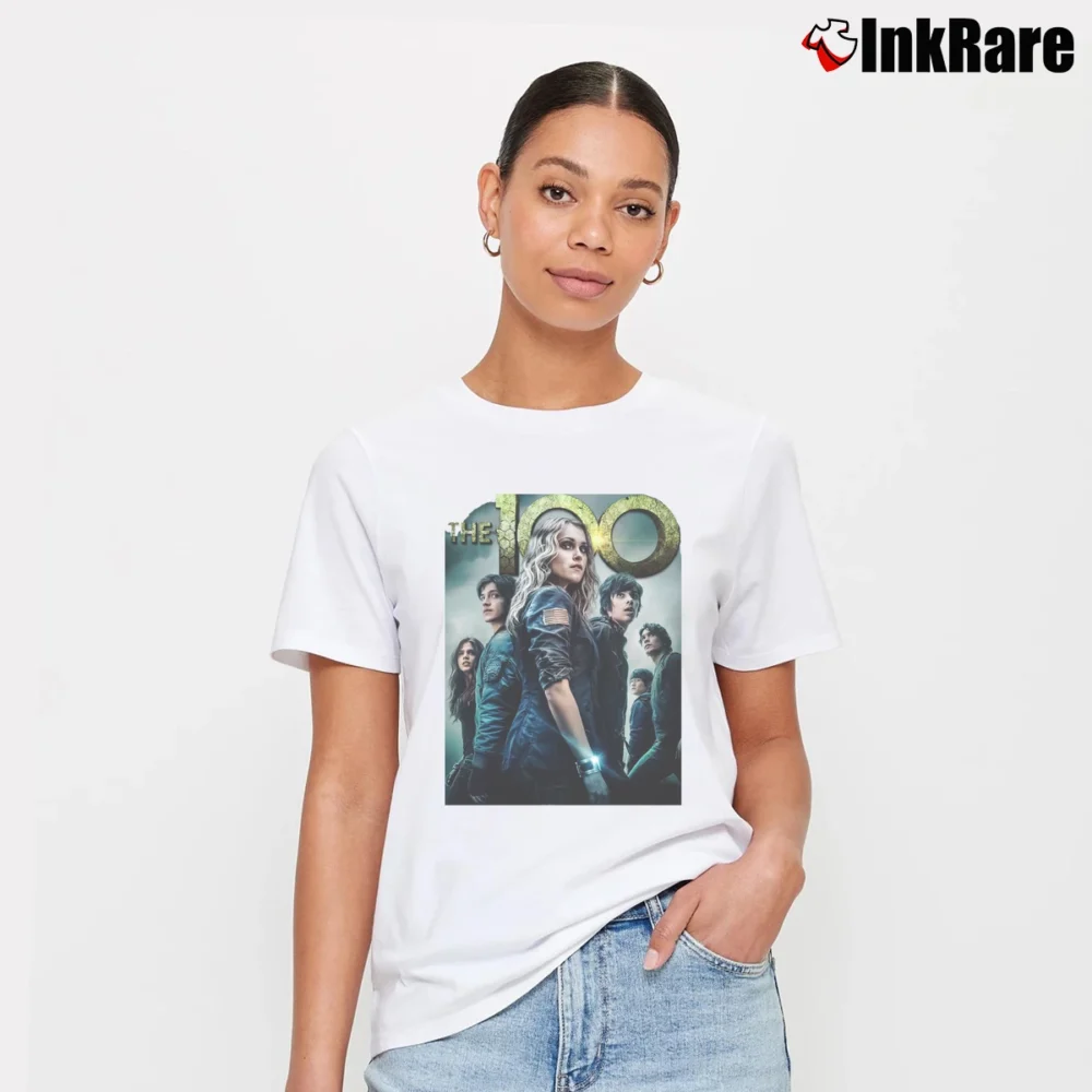 Women’s The 100 TV Show Poster Graphic Signature T-Shirt in white | Soft, Flattering Fit