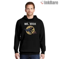 The Adventures Of Mr Wick Coin Quest Shirt on black hoodie for men graphic tee